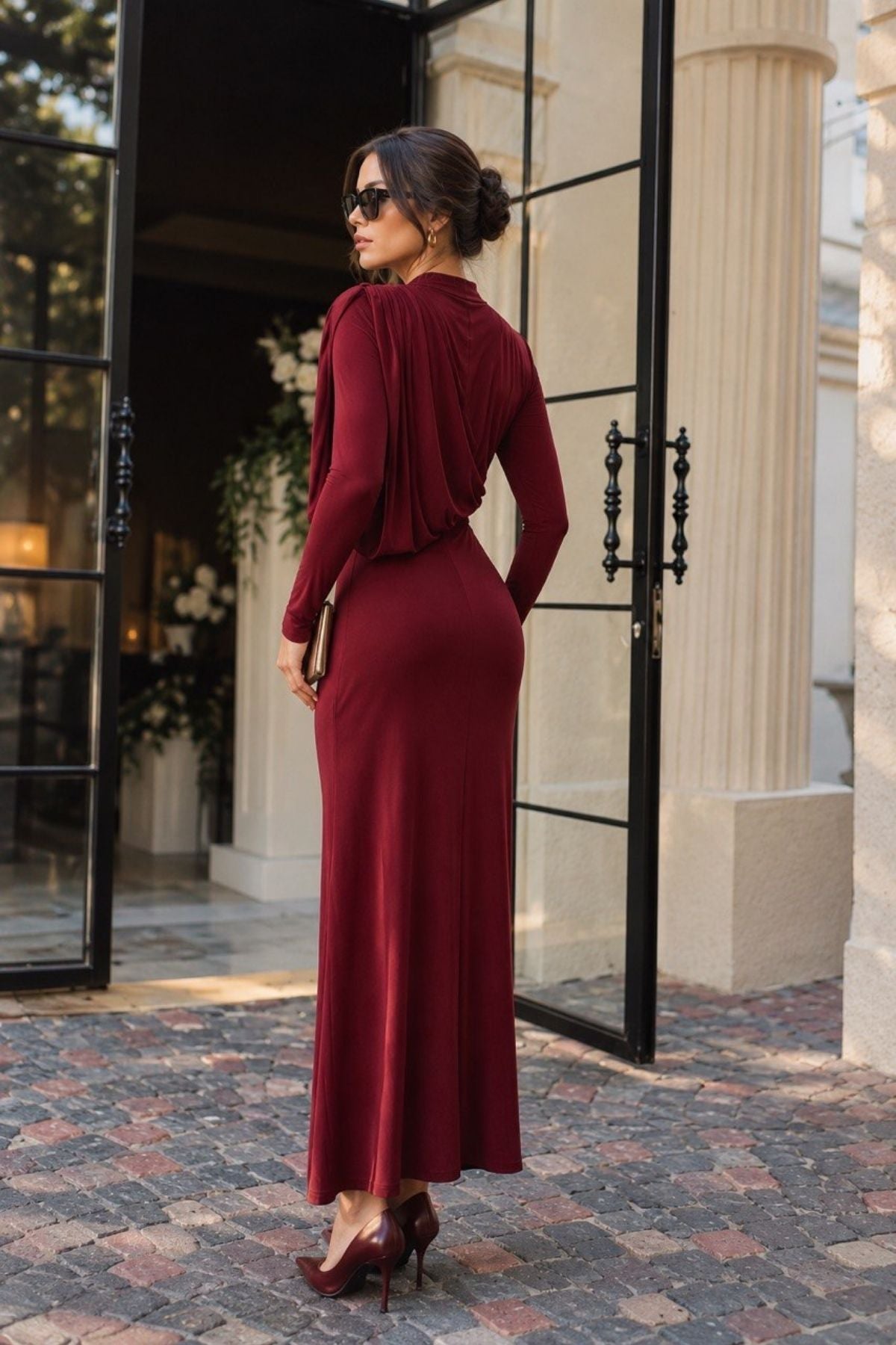 Önden Kapama Model Strech Balık Uzun  Elbise