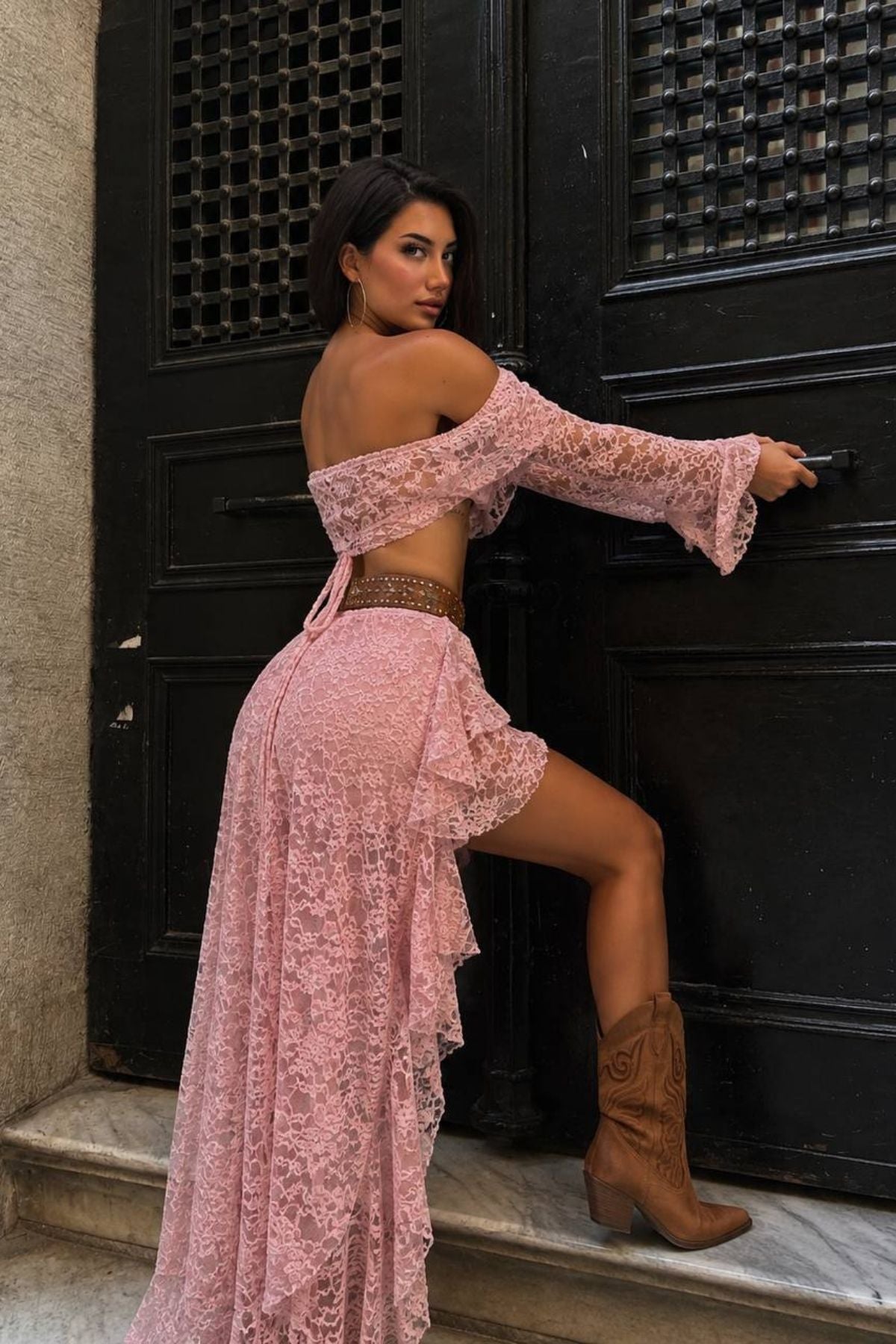 Dantel Crop Etek Takım