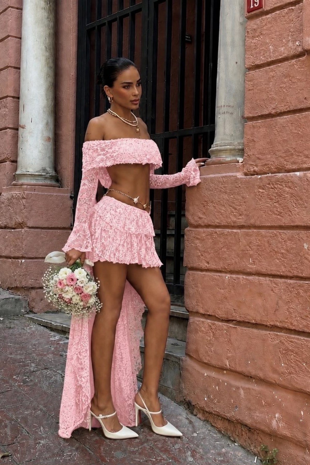 Dantel Crop Etek Takım