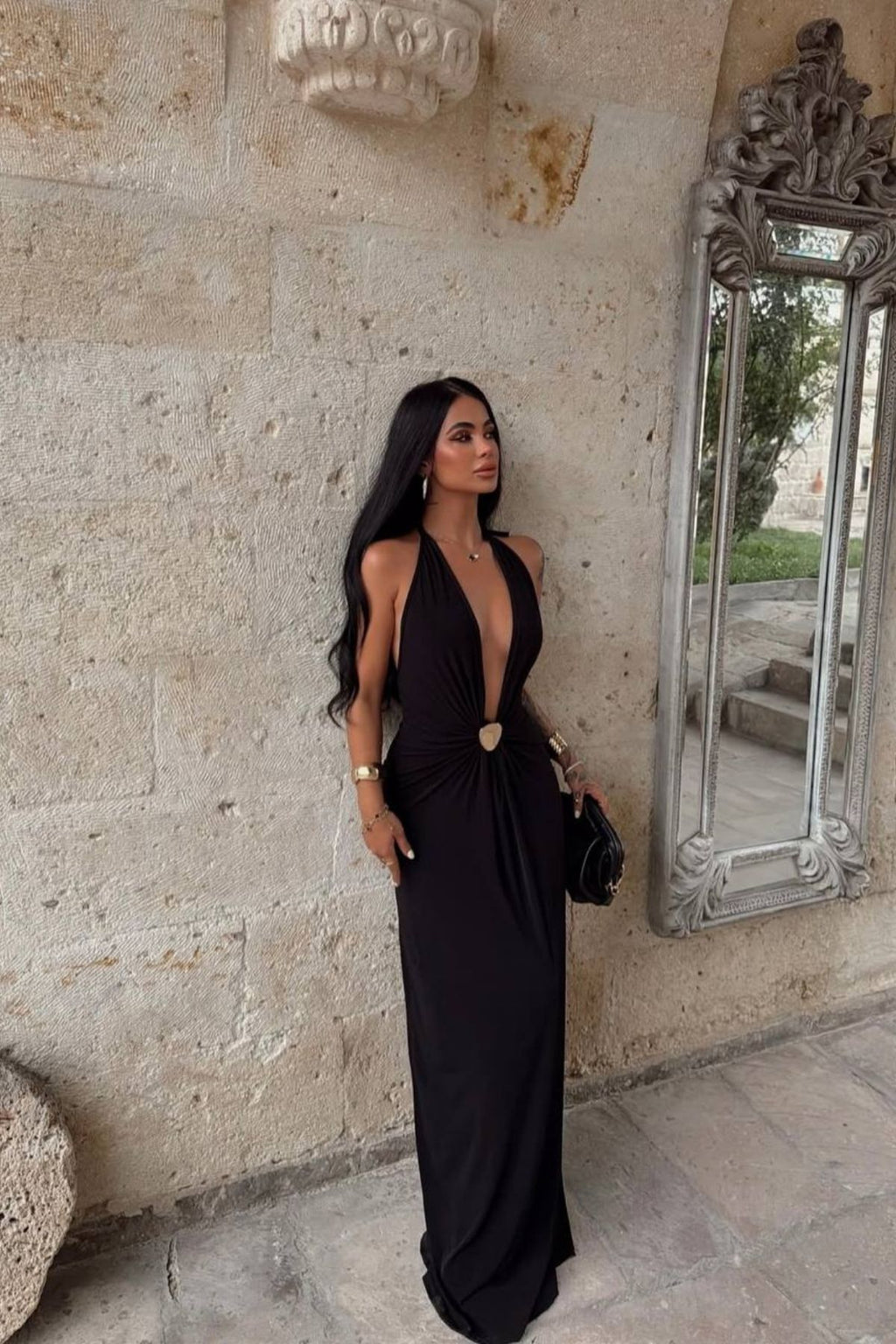 Boyudan Baglamalı Aksesuarlı Lina Elbise