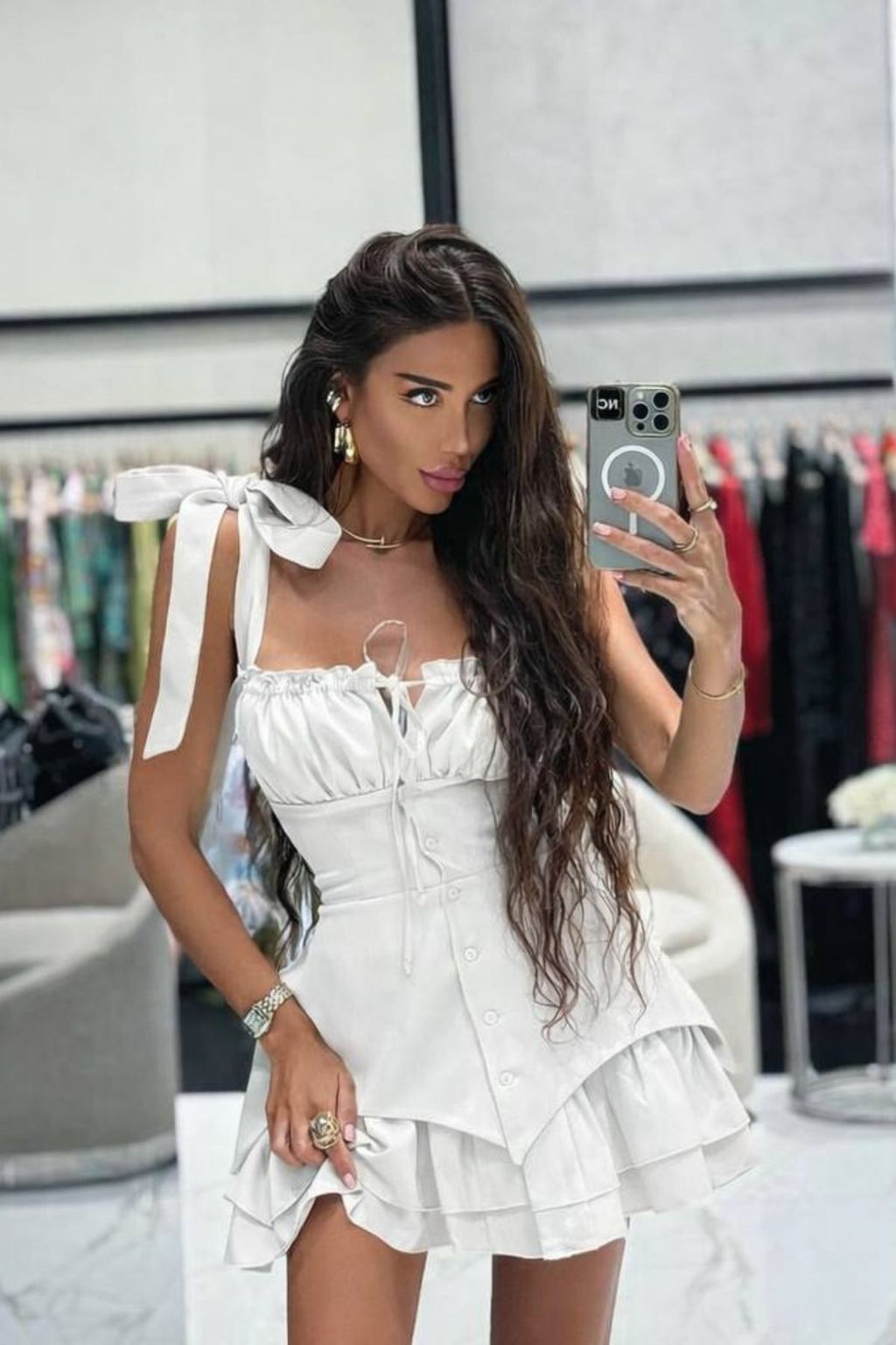 Kalın Askılı Özel Tasarım Mini Lena Elbise