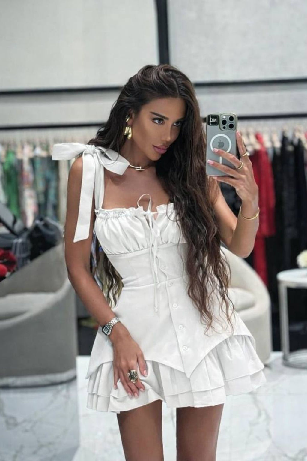 Kalın Askılı Özel Tasarım Mini Lena Elbise