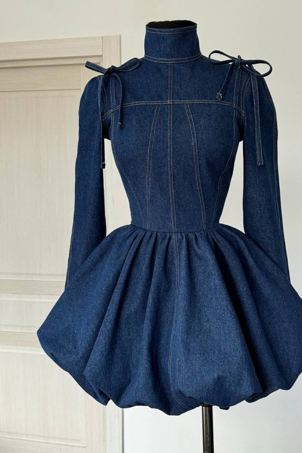 Nova Denim Balon Elbise
