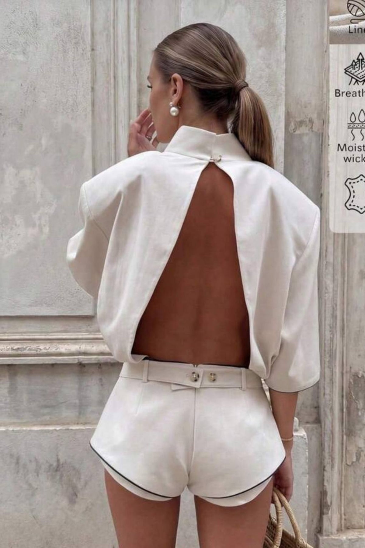 Sırt Dekolteli Luna Şort Tulum