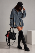 Rebel Denim Oversazı Gömlek Elbise