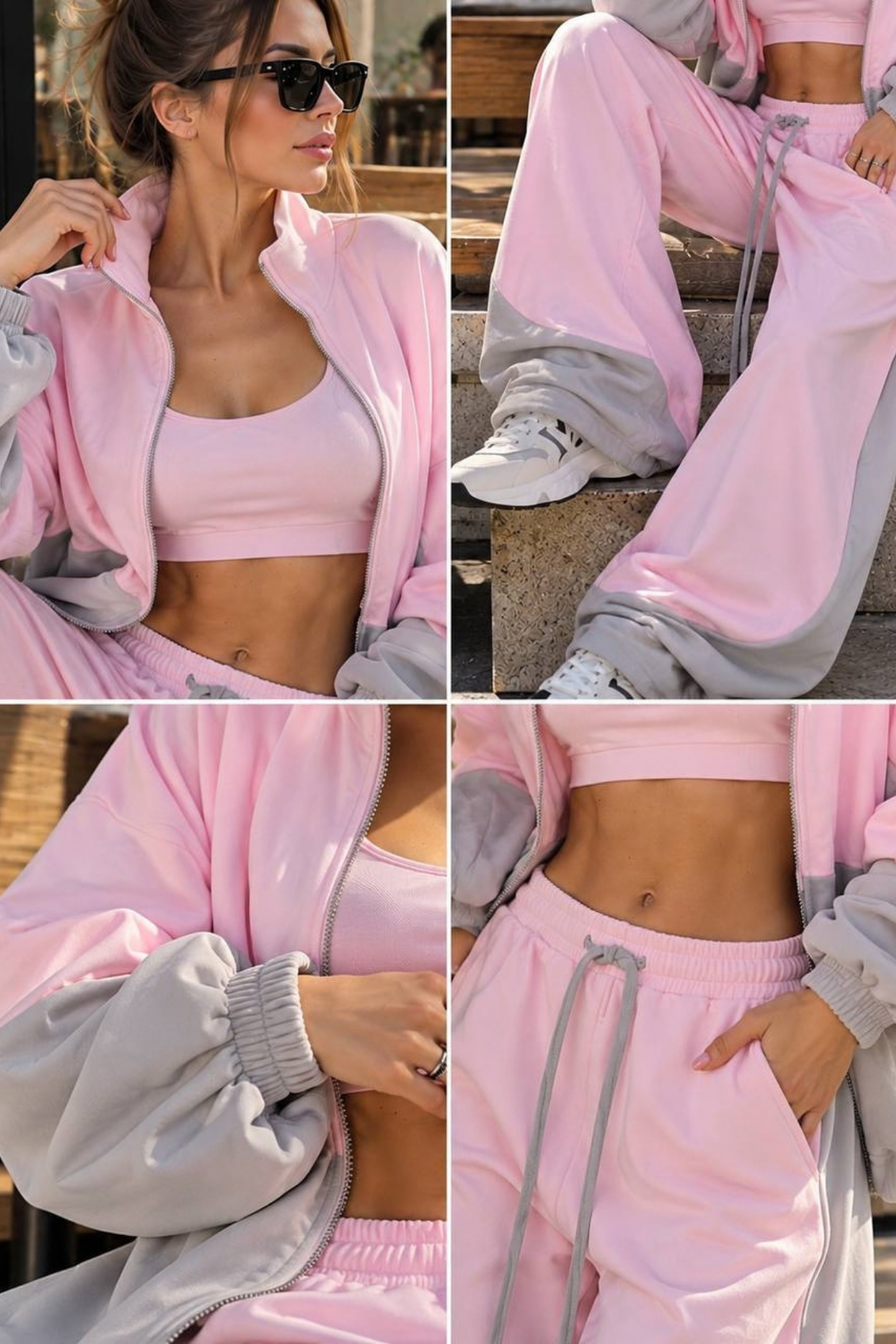 Monaco 3 lü Crop Hırka Eşofman Takımı