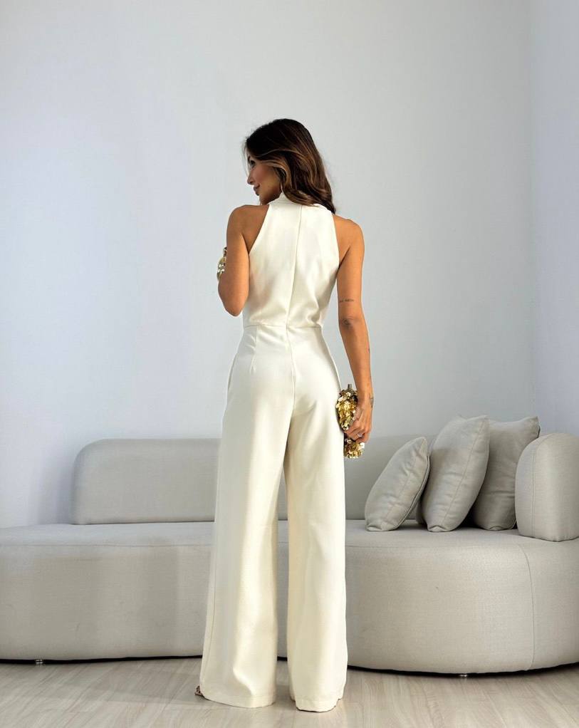 Degaje Yaka Baglama Detay Slim Fit Basic Şık Tulum