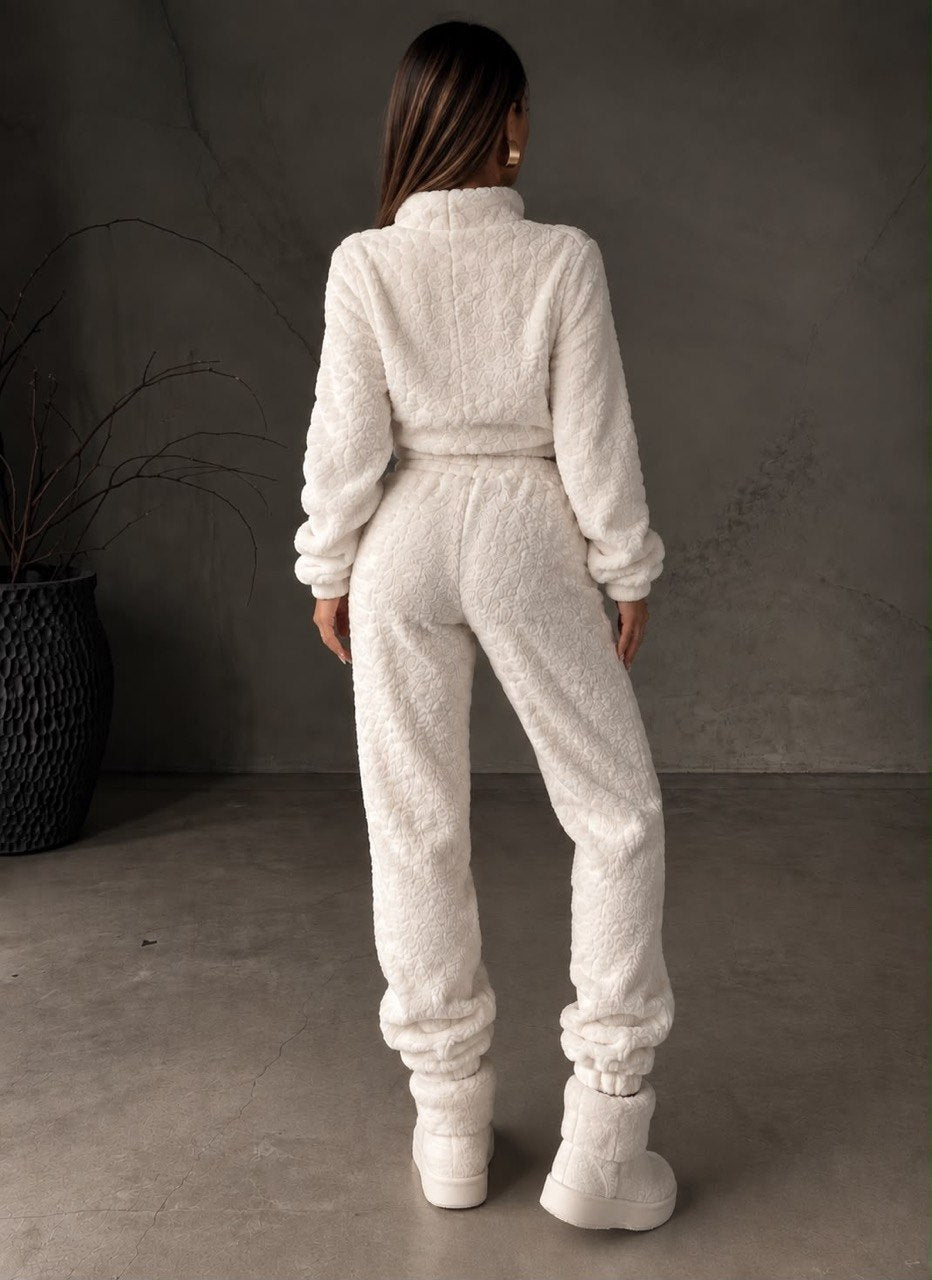 3 lü Crop Teddy Eşofman Takım