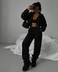 3 lü Crop Teddy Eşofman Takım
