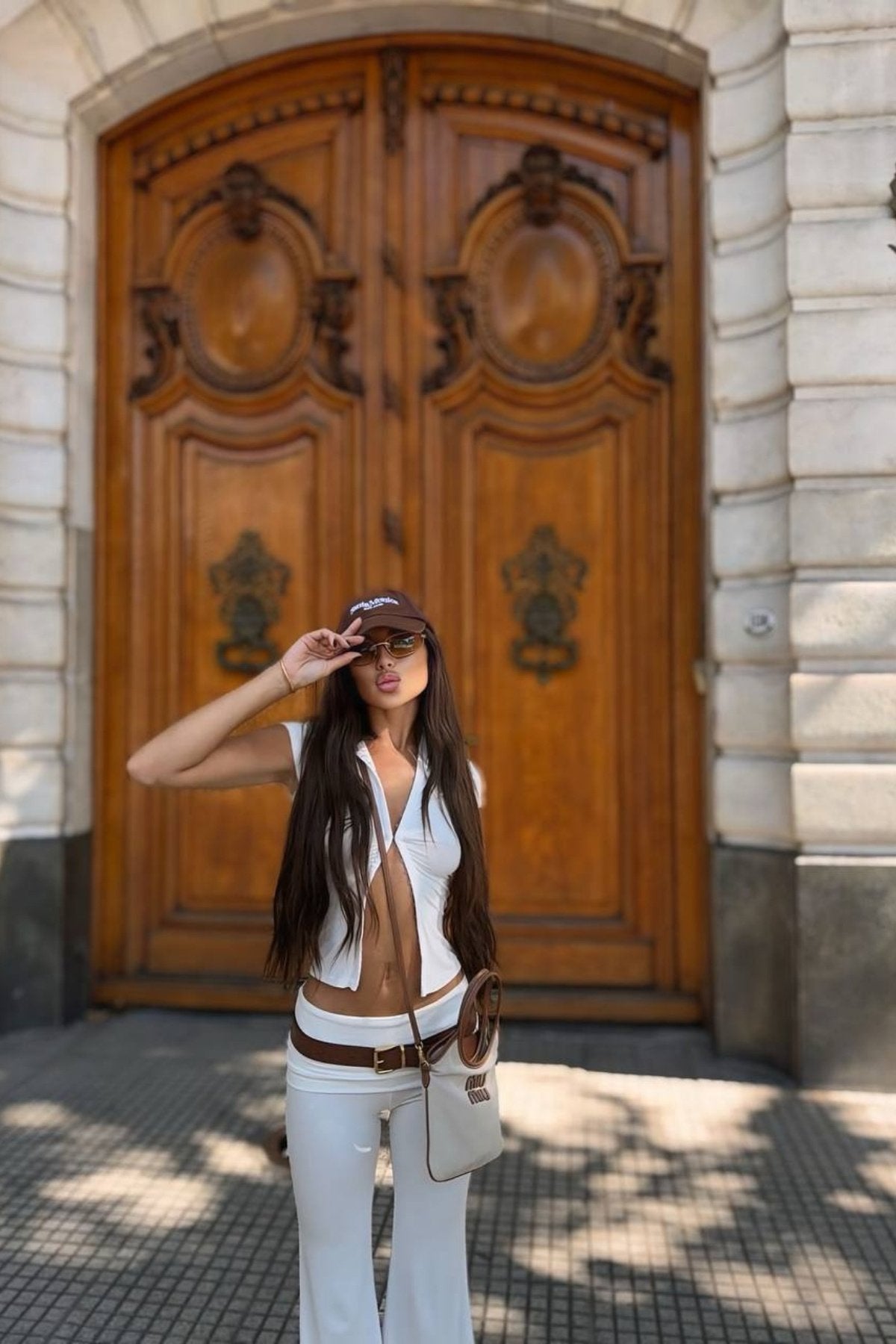 Agraflı Kısa Kollu Crop İspanyol Paça Pantolon Takım