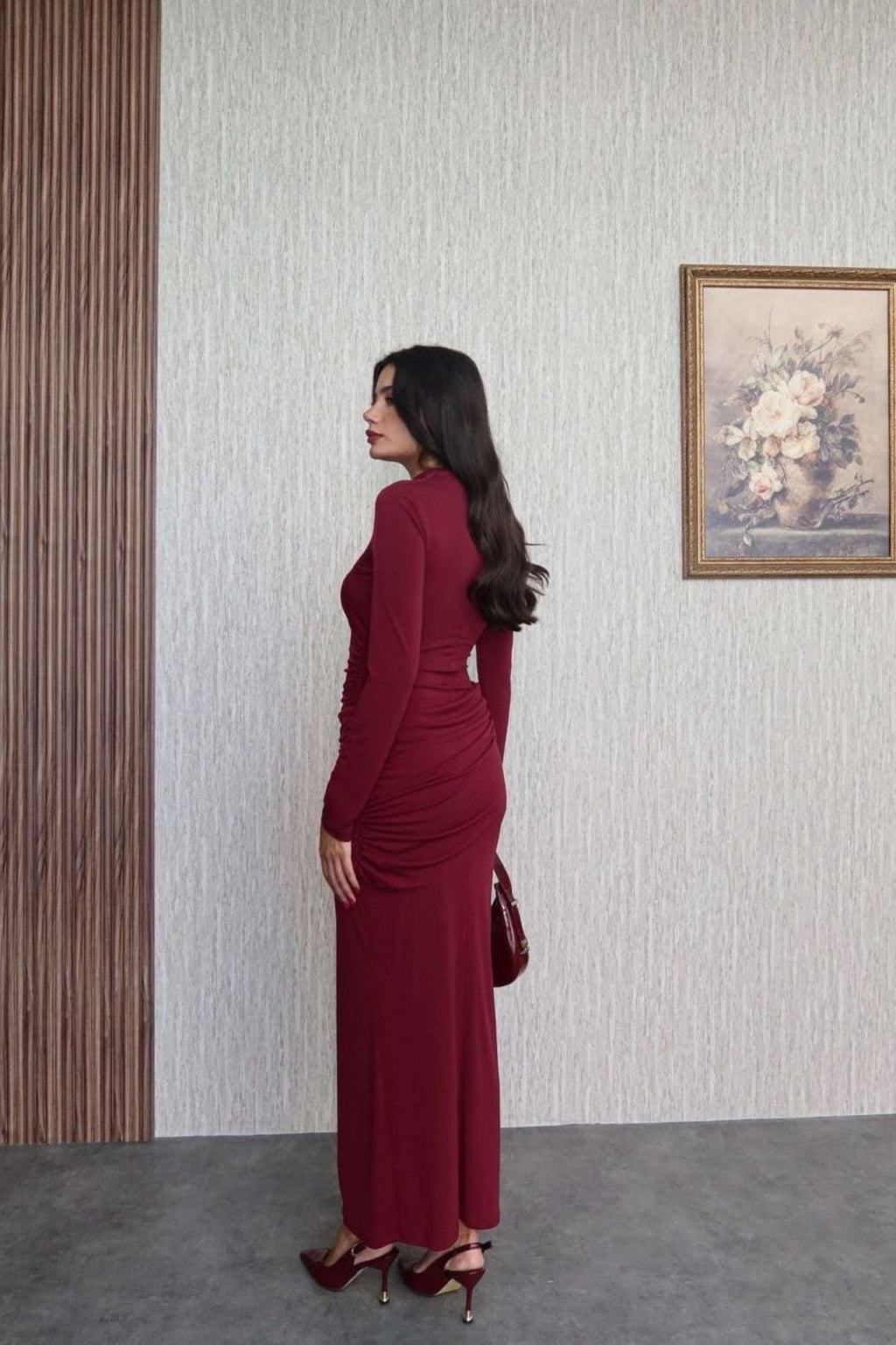 Önden Kapama Model Strech Balık Uzun  Elbise