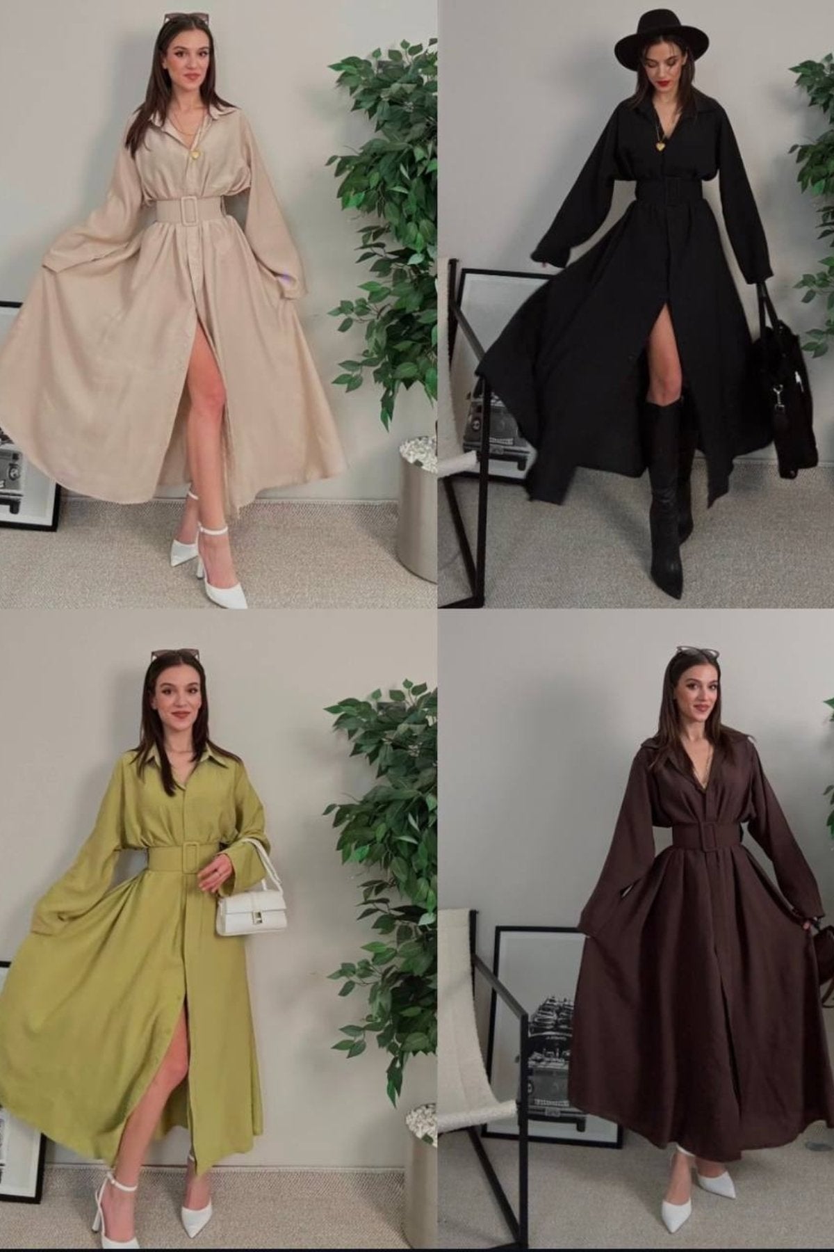 Oversize Kemer Aksesuarlı Salaş Gömlek Elbise