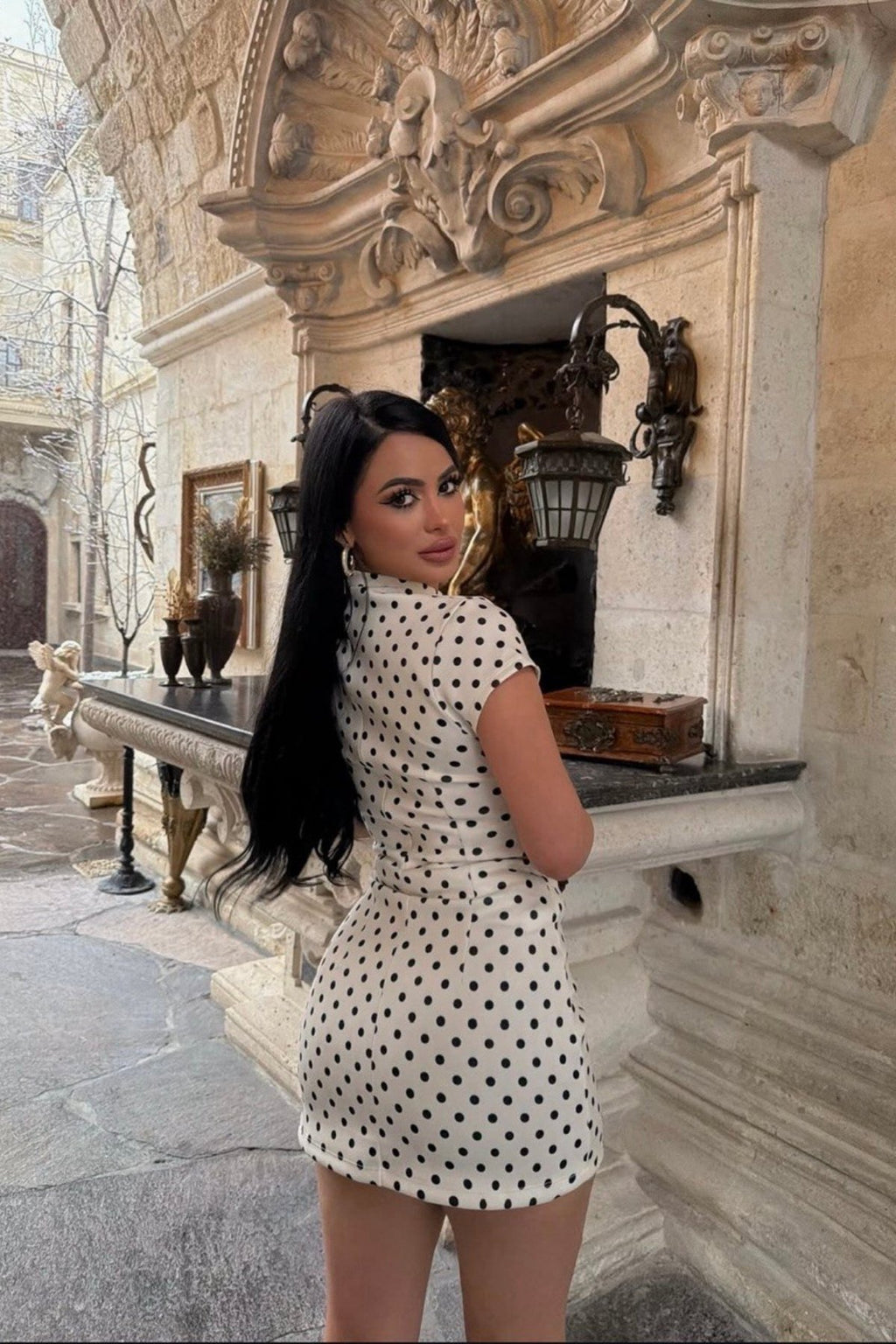 Kare Yaka Baglama Detay ZR Model Puanatiyeli Basic Şortlu Mini Elbise
